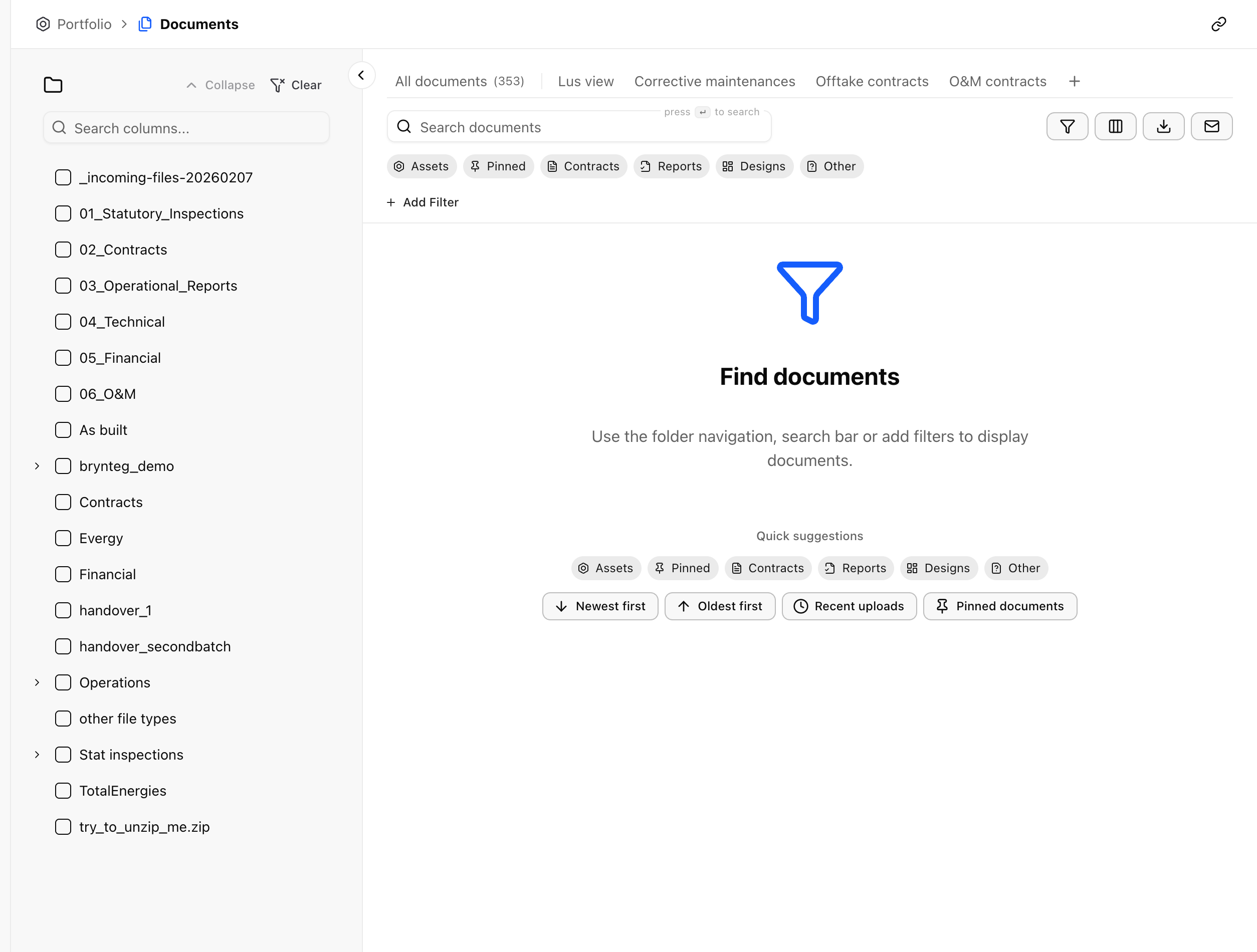 The Documents page