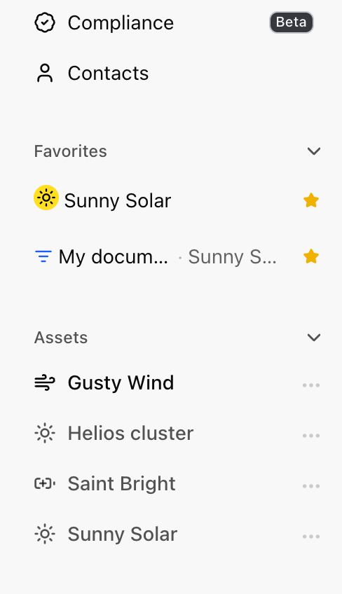 The Favorites section