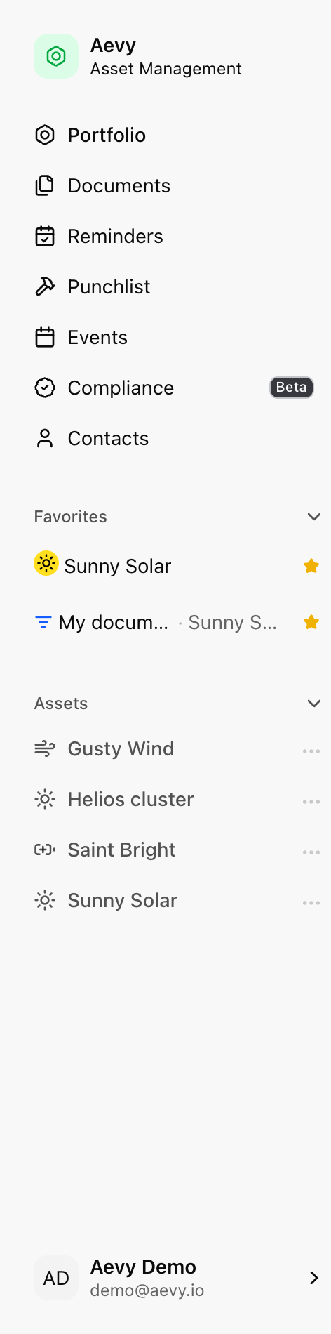 The Aevy sidebar